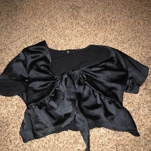 Kendall and Kylie brand, black tie up shirt